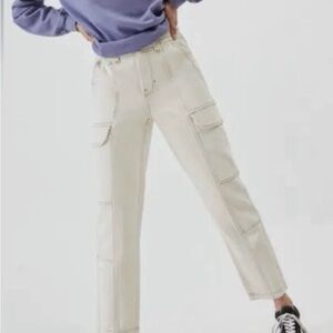 PacSun Women’s Elastic Waste Utility Cargo Pants - Bone size xs small